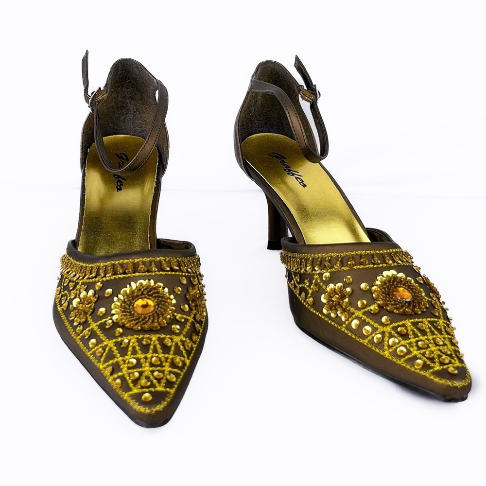 Chic Gold Embellished Heels